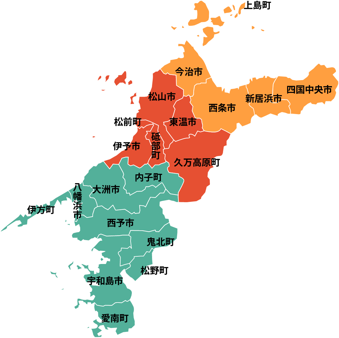 愛媛の地図